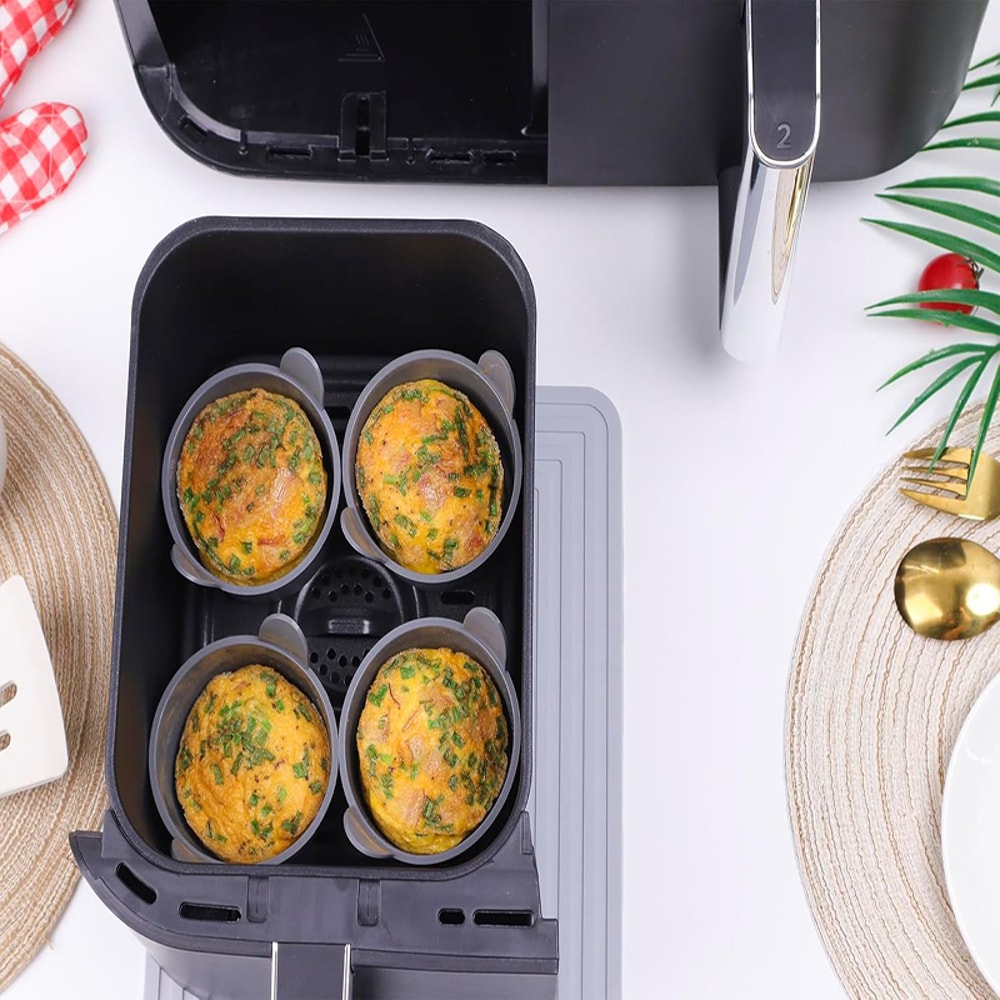 Silicone Air Fryer Egg Mold Set Reusable Non Stick Egg Bite Baking Cups 4