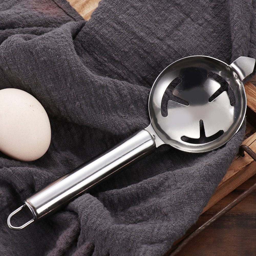 Stainless Steel Egg Separator with Long Handle for Baking and Healthy Cooking