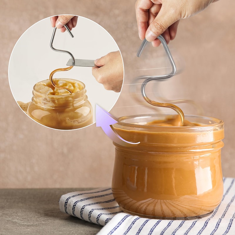 Stainless Steel Peanut Butter Mixer and Jar Scraper for Nut Butter and Jam Blending