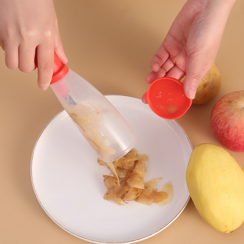 SmartCatch Fruit & Vegetable Peeler with Storage Tube for Mess Free Kitchen Prep