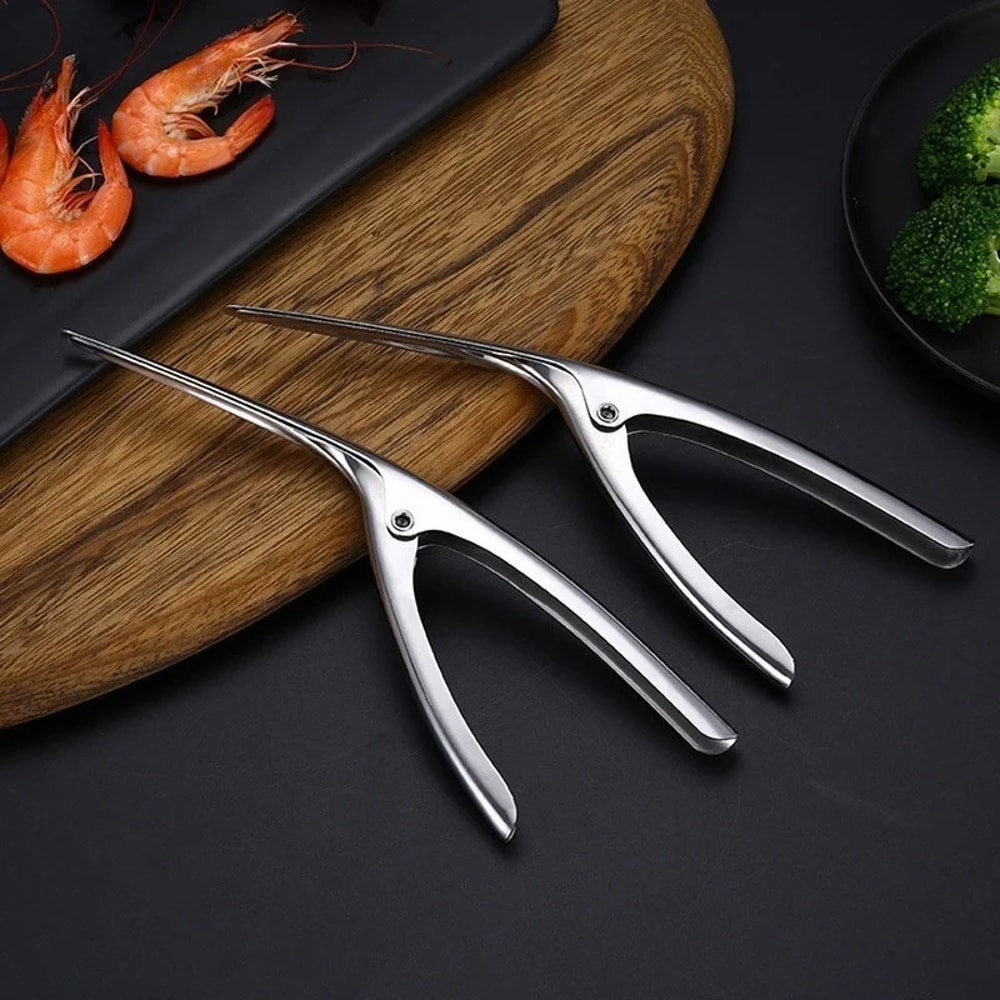 Stainless Steel Shrimp Peeler and Deveiner Tool for Fast Seafood Prep