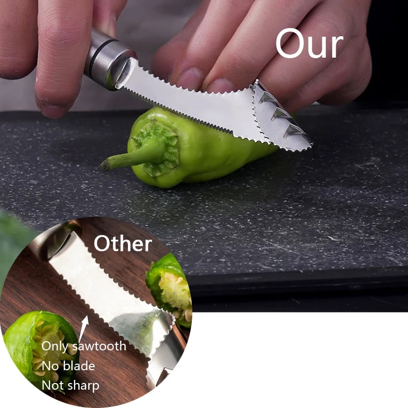 Stainless Steel Pepper Corer Tool For Deseeding Chili Peppers And Vegetables 3