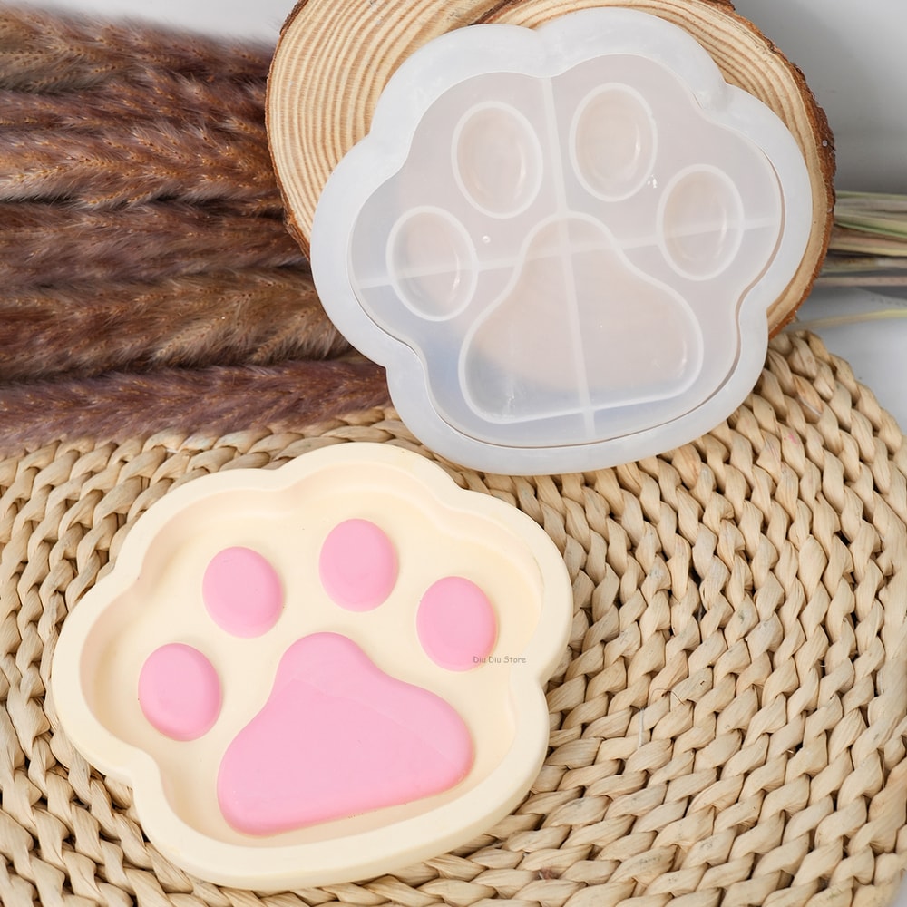 Cute Cat Claw Resin Tray Mold For DIY Coasters Jewelry Dishes Handmade Home Decor 3