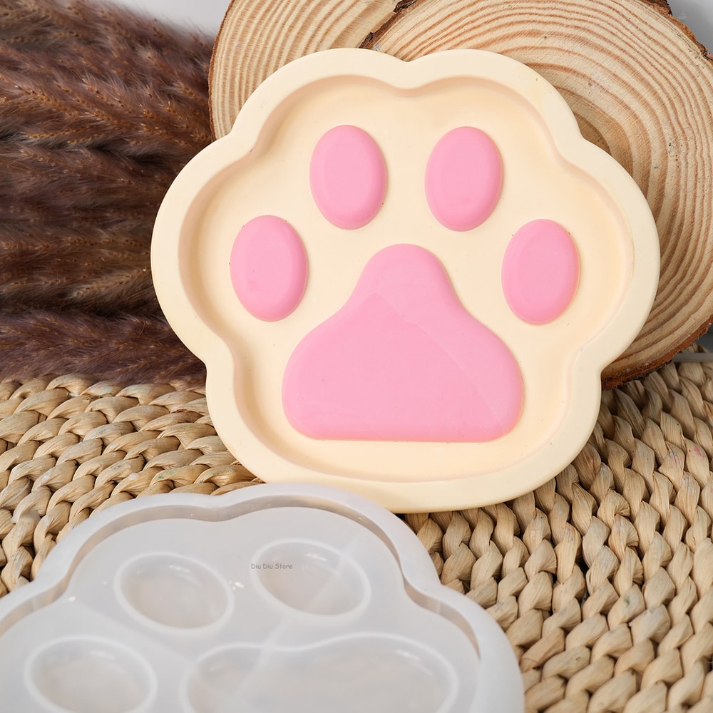 Cute Cat Claw Resin Tray Mold For DIY Coasters Jewelry Dishes Handmade Home Decor 4