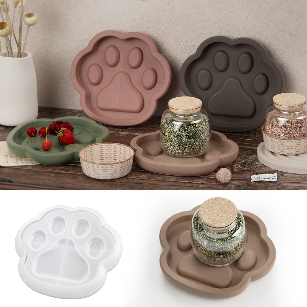 Cute Cat Claw Resin Tray Mold For DIY Coasters Jewelry Dishes Handmade Home Decor 5