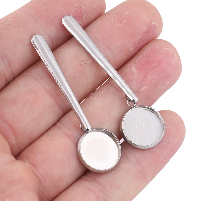 Stainless Steel Bar Earring Blanks for Cabochons DIY Jewelry Making Kit