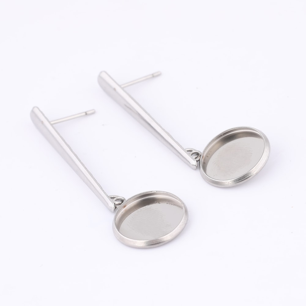 Stainless Steel Bar Earring Blanks for Cabochons DIY Jewelry Making Kit