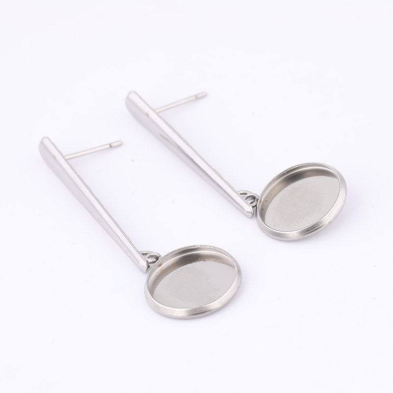 Stainless Steel Bar Earring Blanks for Cabochons DIY Jewelry Making Kit