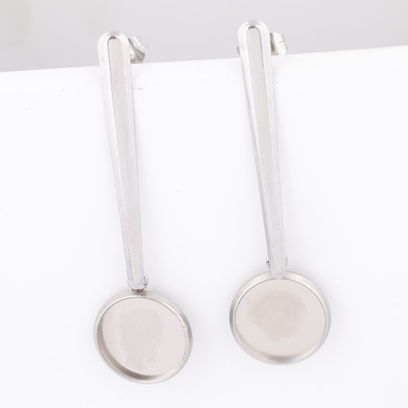 Stainless Steel Bar Earring Blanks for Cabochons DIY Jewelry Making Kit