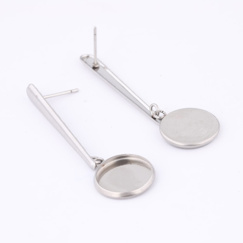 Stainless Steel Bar Earring Blanks for Cabochons DIY Jewelry Making Kit