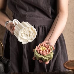 lotus blossom mooncake press mold for cookies and green bean pastries