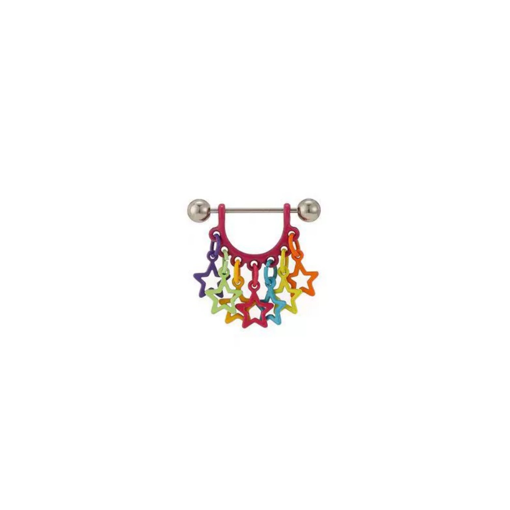 Colorful Hollow Star Tassel Earrings for Women Trendy Geometric Hip Hop Earbone Studs