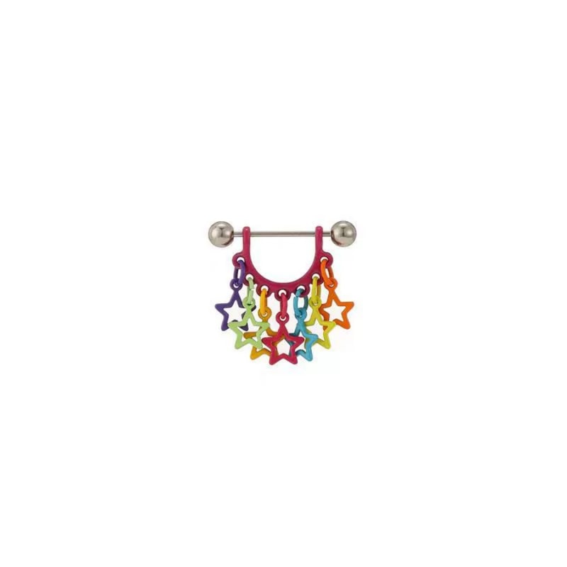 Colorful Hollow Star Tassel Earrings for Women Trendy Geometric Hip Hop Earbone Studs