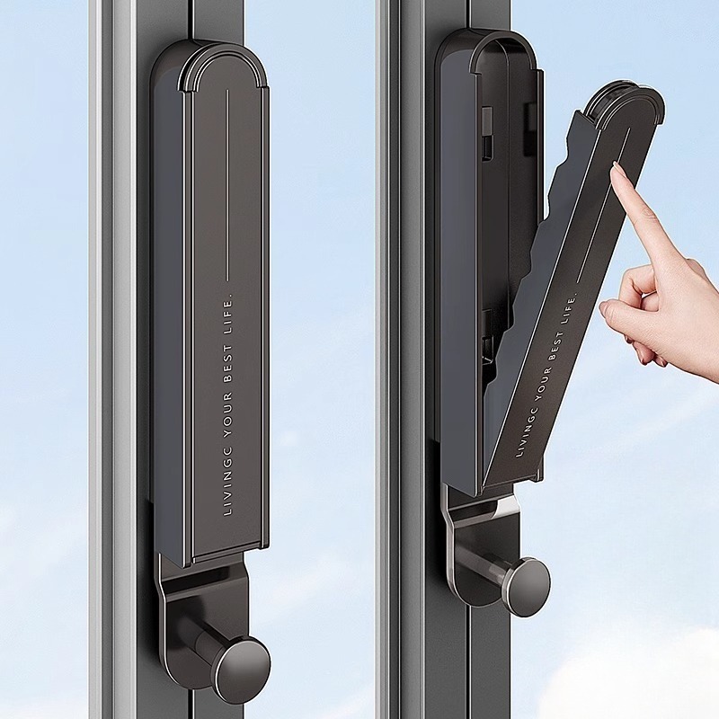 SpaceSaver Retractable Clothes Rack Wall Mounted No Drill Laundry Hanger for Balcony & Indoor Use