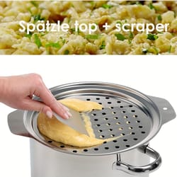 german style spaetzle maker stainless steel noodle lid with scraper for homemade egg pasta