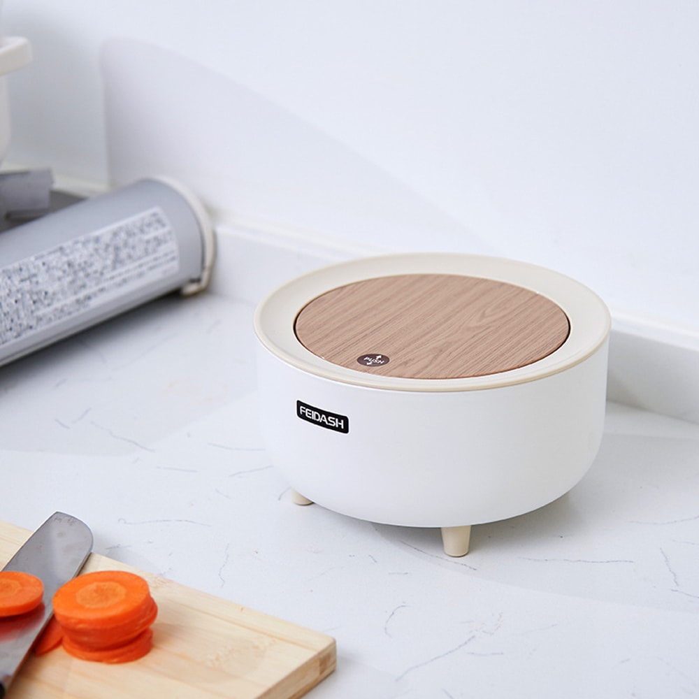 Japanese Style Mini Desktop Trash Can with Press Lid for Desk, Vanity & Kitchen Counter