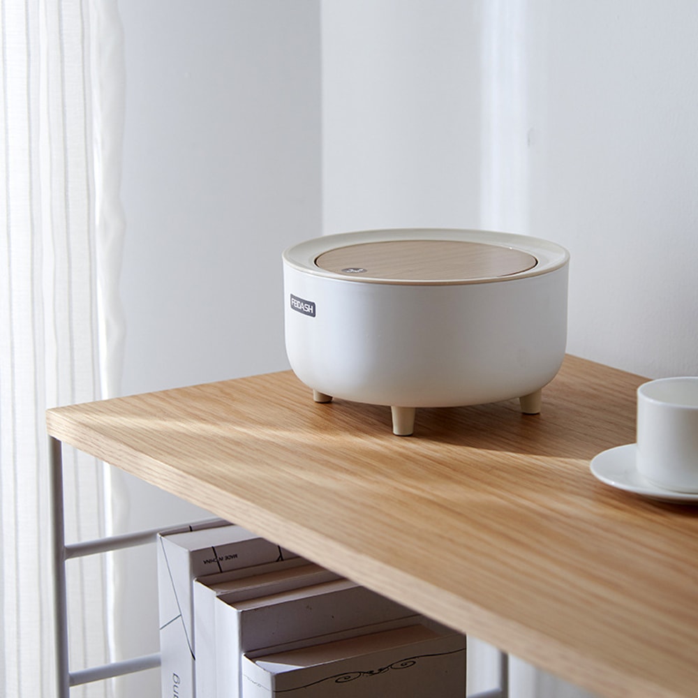 Japanese Style Mini Desktop Trash Can with Press Lid for Desk, Vanity & Kitchen Counter