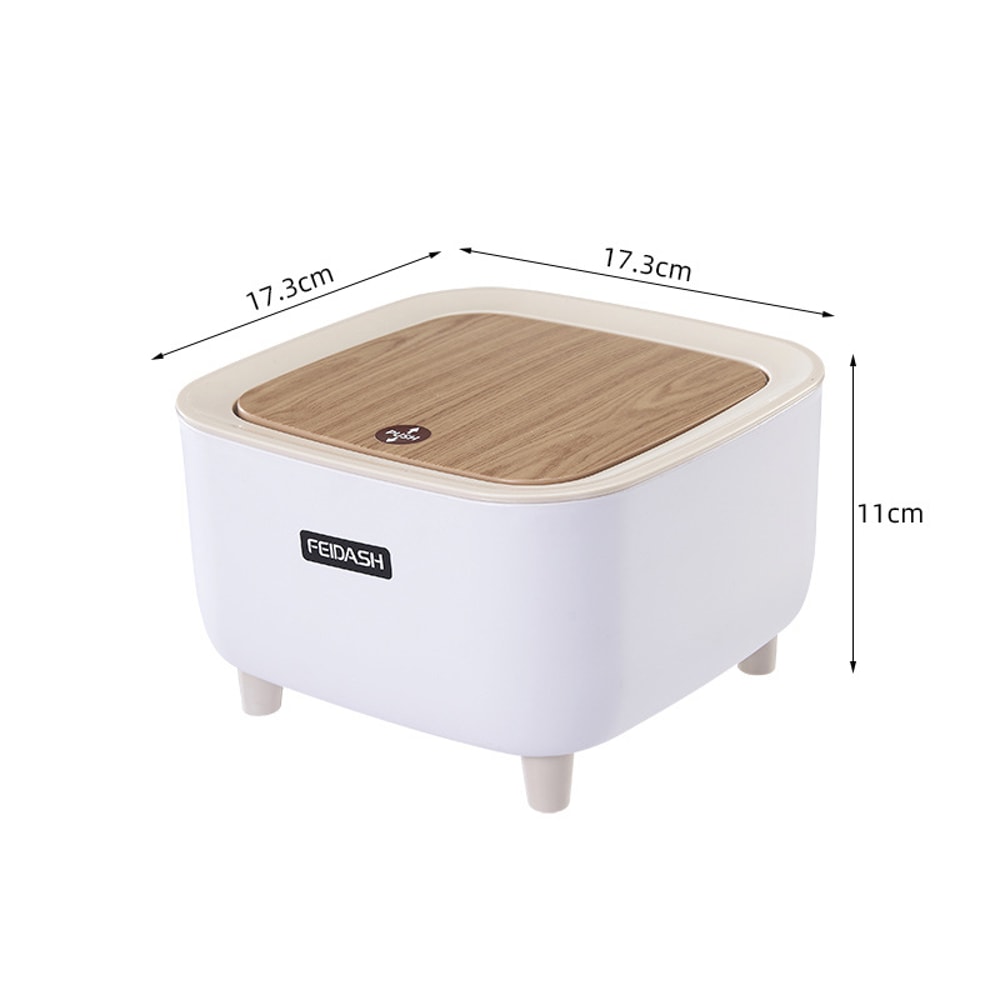 Japanese Style Mini Desktop Trash Can with Press Lid for Desk, Vanity & Kitchen Counter