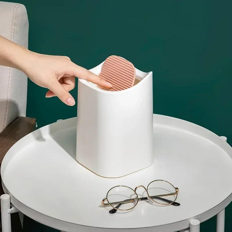 Mini Desktop Trash Bin With Lid Portable Office Waste Organizer 1