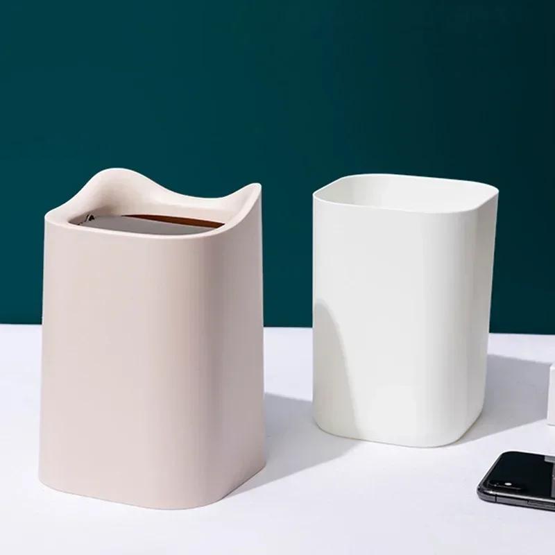 Mini Desktop Trash Bin With Lid Portable Office Waste Organizer 2