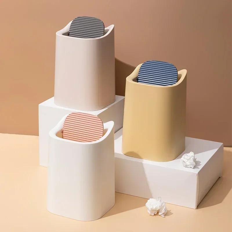 Mini Desktop Trash Bin With Lid Portable Office Waste Organizer 4