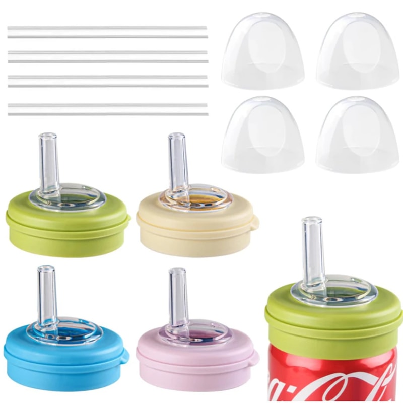 EcoSip Reusable Soda Can Lids With Straw Leak Proof Covers For Soda Beer And Energy Drinks 1