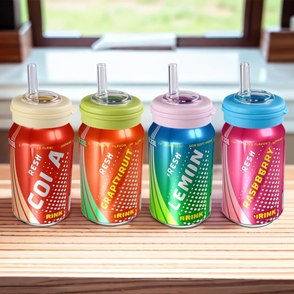 EcoSip Reusable Soda Can Lids With Straw Leak Proof Covers For Soda Beer And Energy Drinks 0
