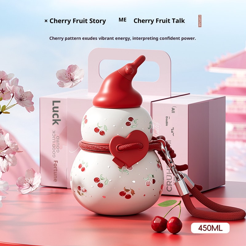 Heart-Shaped Gourd Insulated Straw Tumbler Gift Set with Leakproof Stainless Steel Bottle