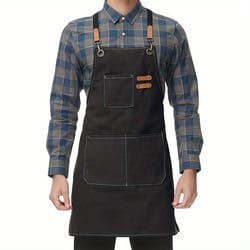 canvas chef apron with tool pockets for cooking, bbq & coffee shop work