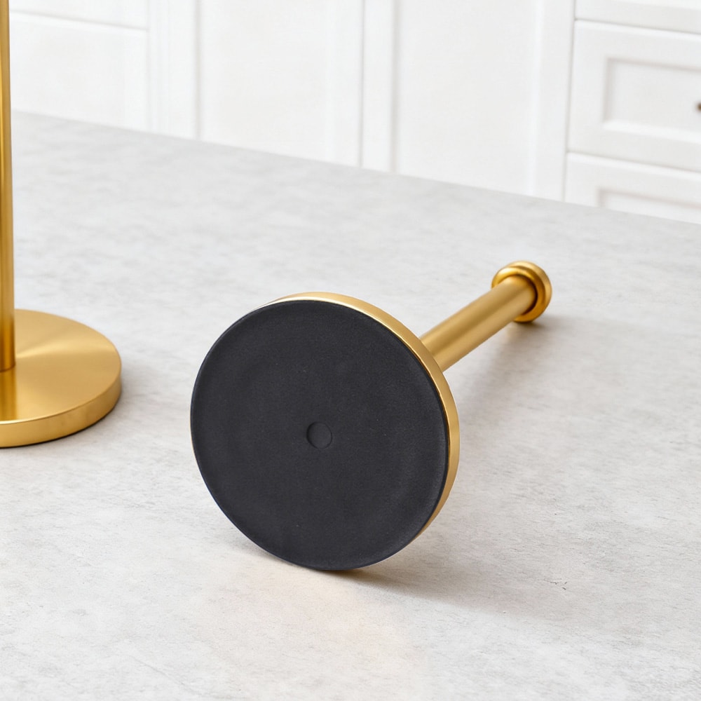 Luxe Gold Paper Towel Holder for Kitchen Counter Stainless Steel Roll Organizer