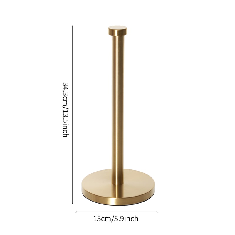 Luxe Gold Paper Towel Holder for Kitchen Counter Stainless Steel Roll Organizer