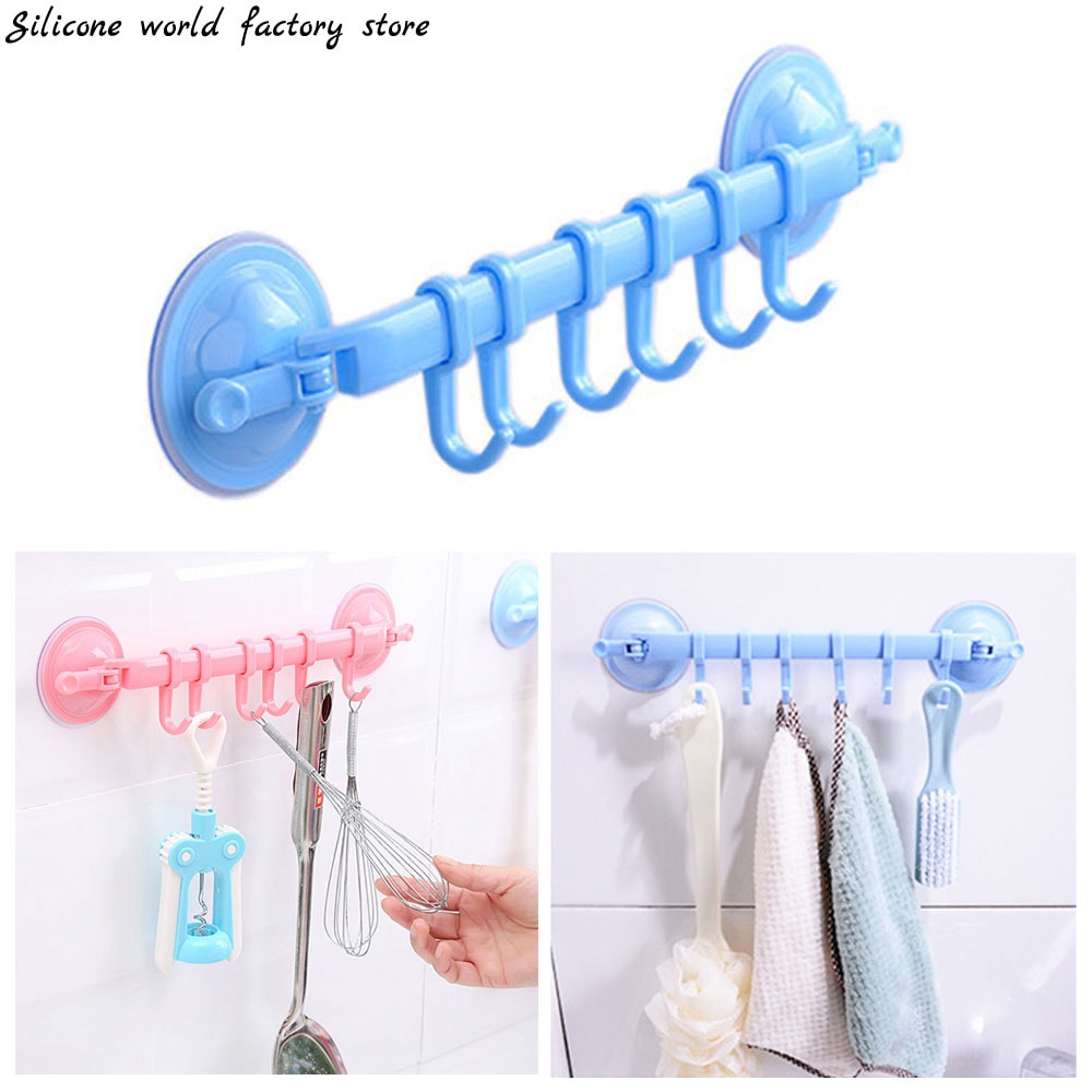 FlexGrip Suction Cup Towel Rack Adjustable Bathroom Kitchen Hanging Hook Organizer 1