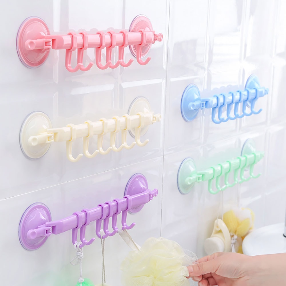 FlexGrip Suction Cup Towel Rack Adjustable Bathroom Kitchen Hanging Hook Organizer 0