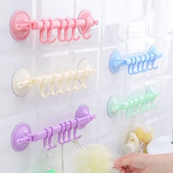 flexgrip suction cup towel rack adjustable bathroom & kitchen hanging hook organizer