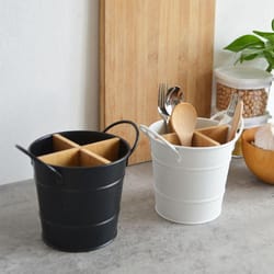 bamboo cutlery organizer with drainage storage for spoons, chopsticks & kitchen utensils