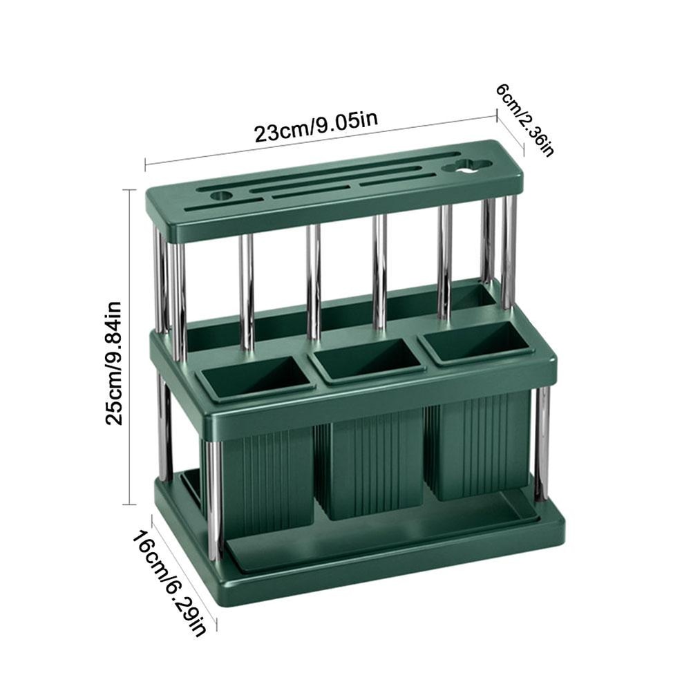Nordic Bamboo Utensil Holder with Drain Tray and Multi Slot Kitchen Organizer