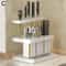Nordic Bamboo Utensil Holder with Drain Tray and Multi Slot Kitchen Organizer