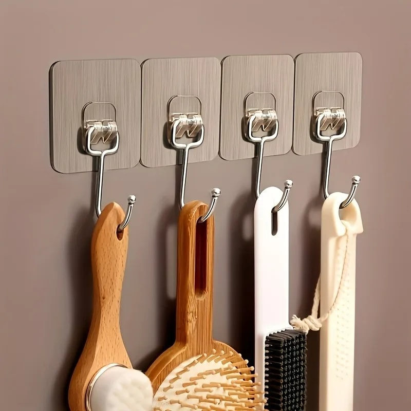 AquaGrip Reusable Adhesive Wall Hooks for Bathroom & Kitchen Storage