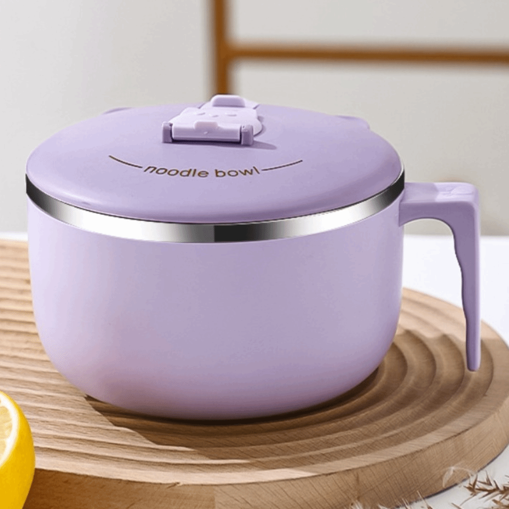 Japanese Style Instant Noodle Bowl With Lid Stainless Steel Food Container 7