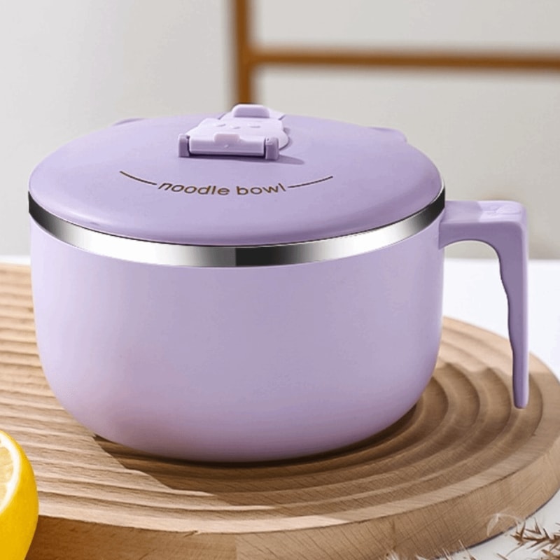 Japanese Style Instant Noodle Bowl With Lid Stainless Steel Food Container 7