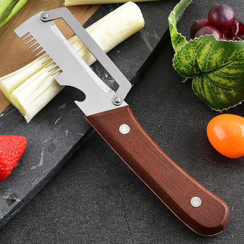 RusticGrip Paring Knife and Vegetable Peeler with Stainless Steel Blade & Wooden Handle