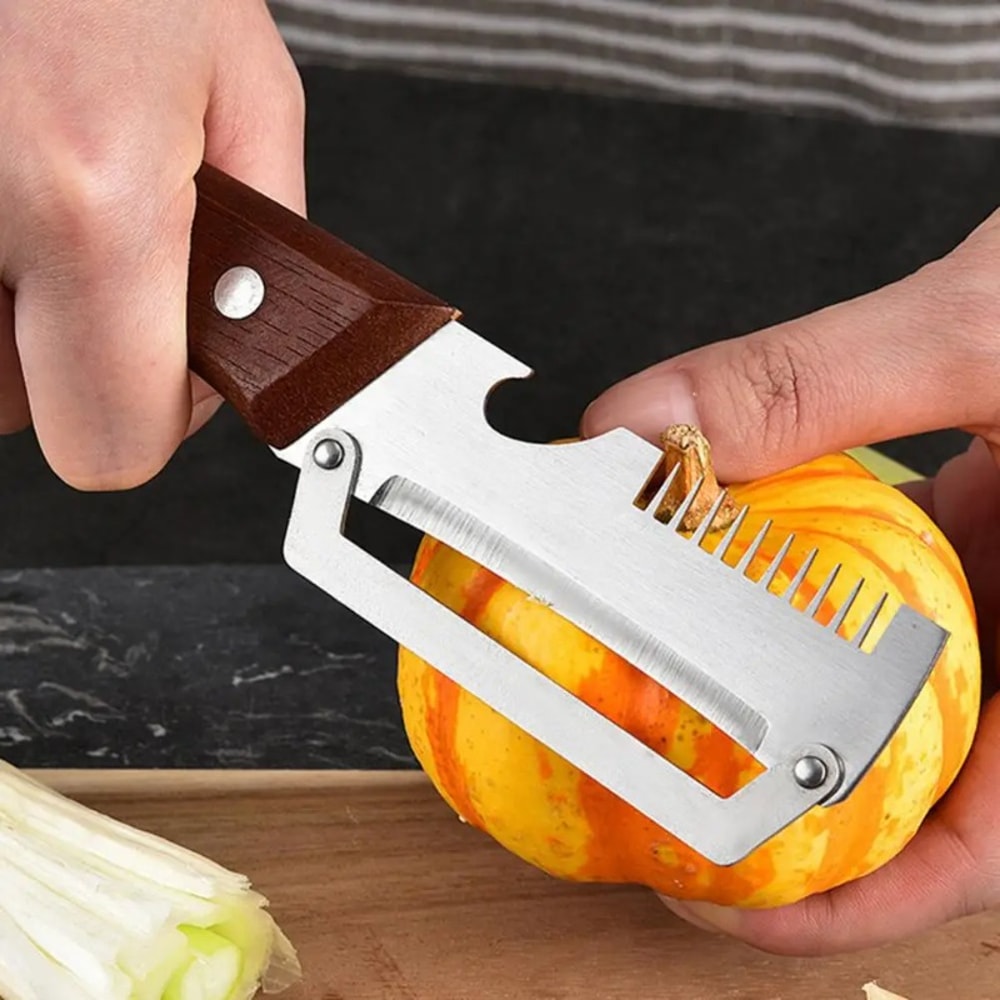 RusticGrip Paring Knife and Vegetable Peeler with Stainless Steel Blade & Wooden Handle