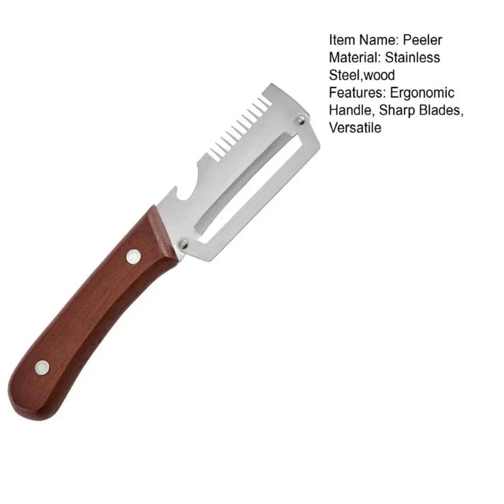 RusticGrip Paring Knife and Vegetable Peeler with Stainless Steel Blade & Wooden Handle