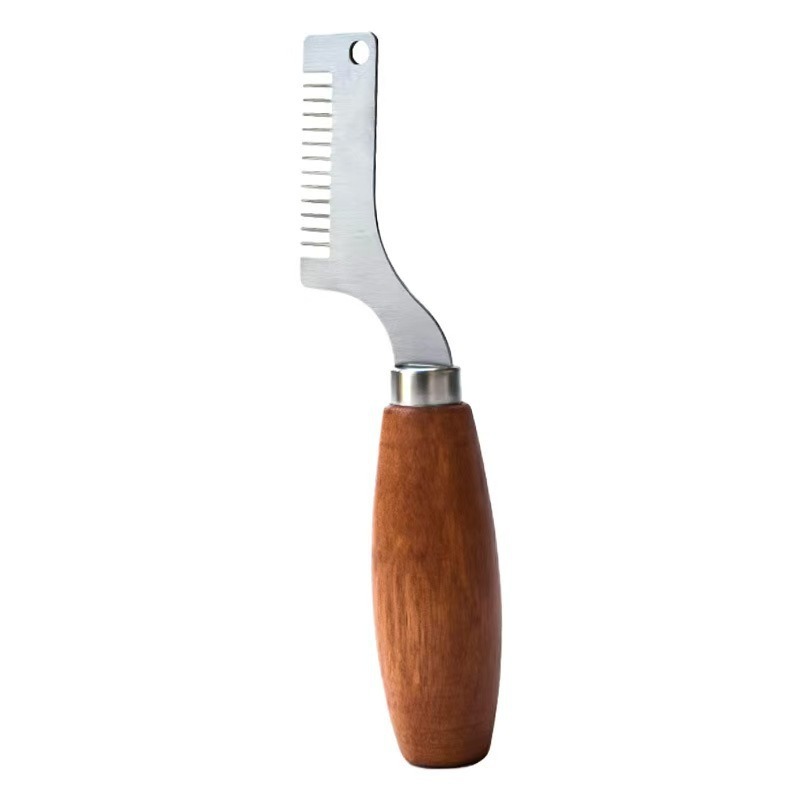 Stainless Steel Green Onion Slicer with Wooden Handle for Fast Herb & Vegetable Prep