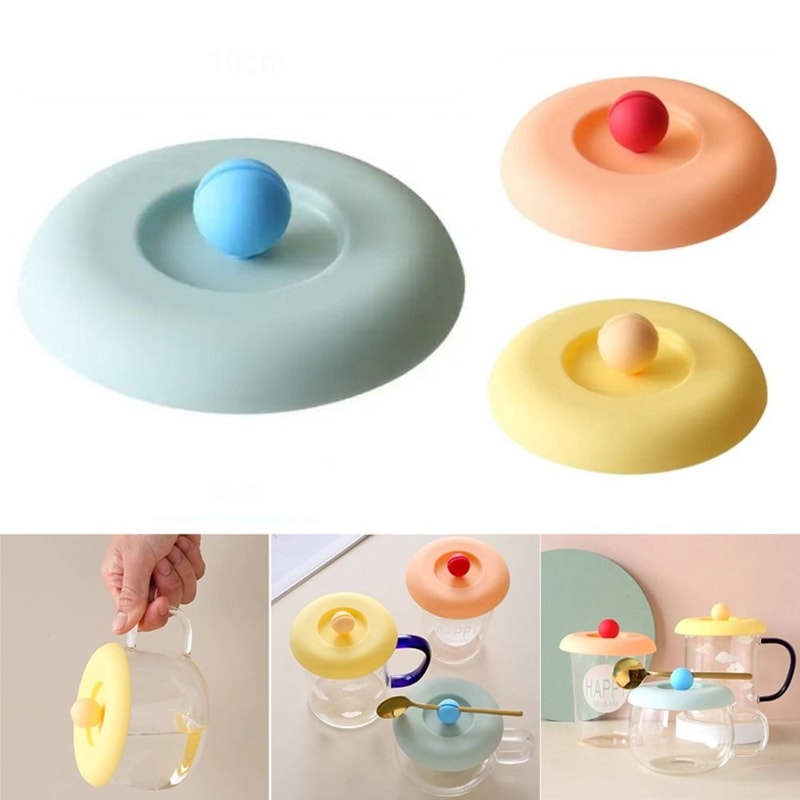 Silicone Mug Lid With Spoon Holder Leak Proof Coffee Cup Cover 1