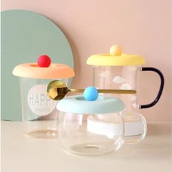 silicone mug lid with spoon holder leak proof coffee cup cover