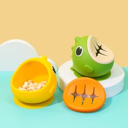 dinogrip silicone suction bowl for babies anti spill toddler feeding bowl