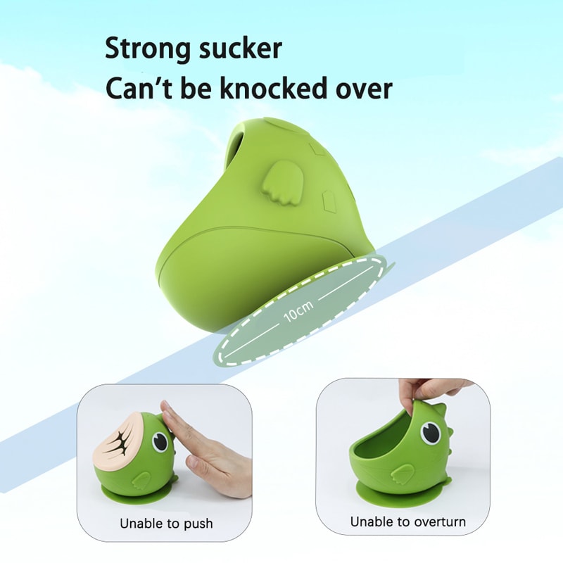 DinoGrip Silicone Suction Bowl for Babies Anti Spill Toddler Feeding Bowl