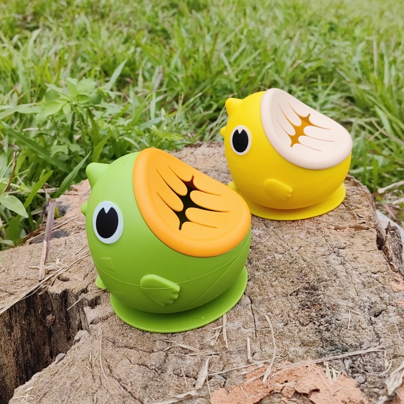 DinoGrip Silicone Suction Bowl for Babies Anti Spill Toddler Feeding Bowl