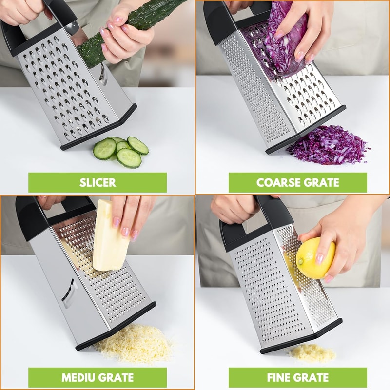 Vegetable Grater with Storage Box & Stainless Steel Cheese Slicer